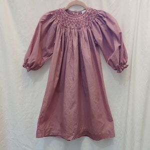 Pink Smocked Dress with Puff Sleeves